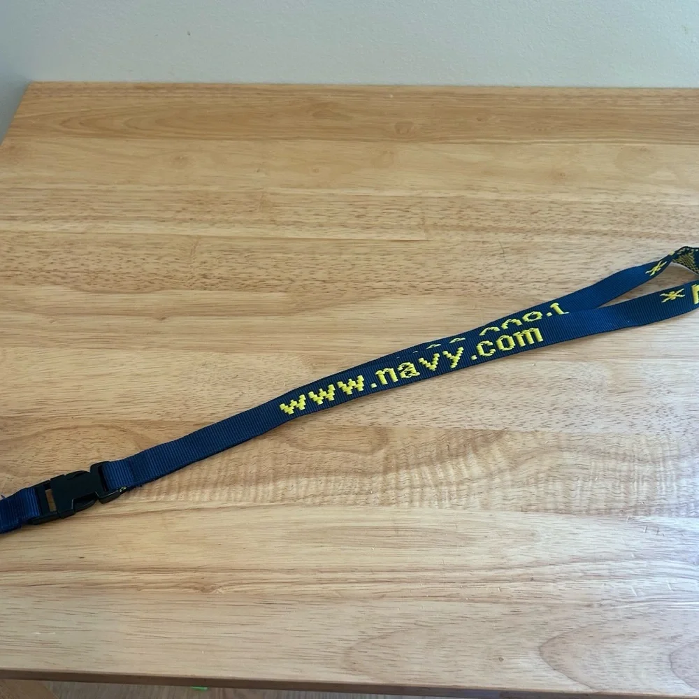 USA Navy Lanyard Neck Strap Key Ring Blue With Yellow Lettering‎